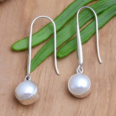 Primary image for Cultured Mabe Pearl and Sterling Silver Dangle Earrings Embrace Yourself