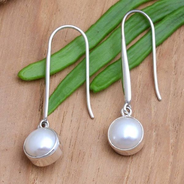 Alternate image for Cultured Mabe Pearl and Sterling Silver Dangle Earrings Embrace Yourself