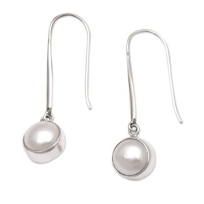 Alternate image for Cultured Mabe Pearl and Sterling Silver Dangle Earrings Embrace Yourself