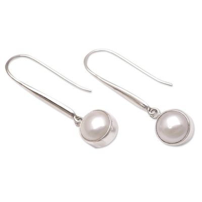 Alternate image for Cultured Mabe Pearl and Sterling Silver Dangle Earrings Embrace Yourself