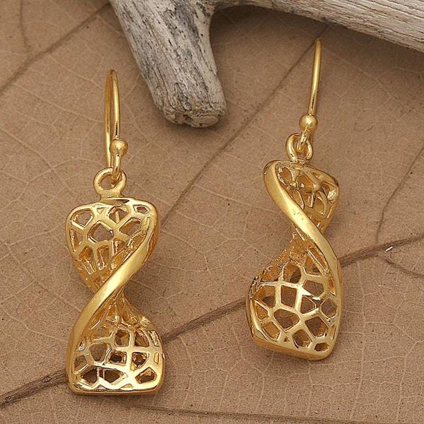 Alternate image for Polished Modern 18k Gold-Plated Dangle Earrings from Bali Dancing Net