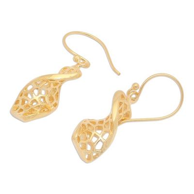Alternate image for Polished Modern 18k Gold-Plated Dangle Earrings from Bali Dancing Net