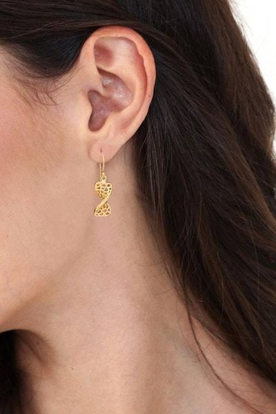 Alternate image for Polished Modern 18k Gold-Plated Dangle Earrings from Bali Dancing Net