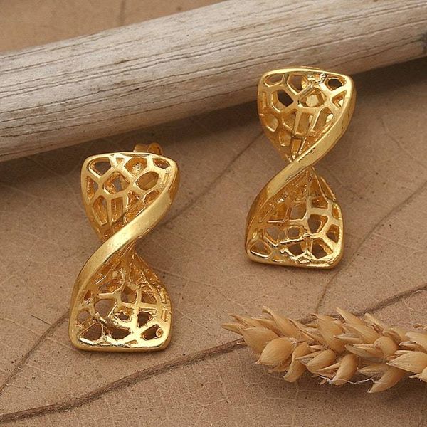 Alternate image for Polished Modern 18k Gold-Plated Button Earrings from Bali Unique Net