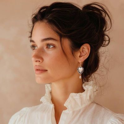 Alternate image for Romantic Heart Cultured Pearl and Blue Topaz Dangle Earrings Loyal  In Love