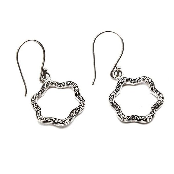 Alternate image for Balinese-Made Floral Oxidized and Polished Dangle Earrings Petals from Gianyar