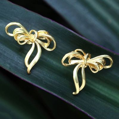 Primary image for Ribbon-Shaped Drop Earrings in an 18k Gold-Plated Finish Ribbon of Belles