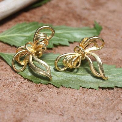 Alternate image for Ribbon-Shaped Drop Earrings in an 18k Gold-Plated Finish Ribbon of Belles