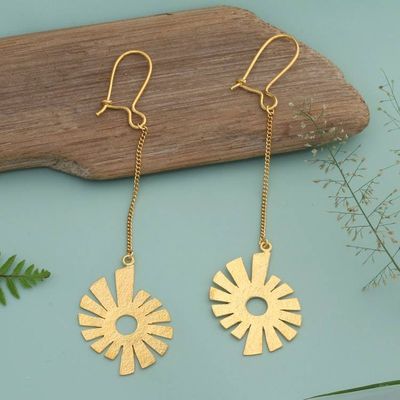 Alternate image for Whimsical 22k Gold-Plated Brass Windmill Dangle Earrings Grand Winds