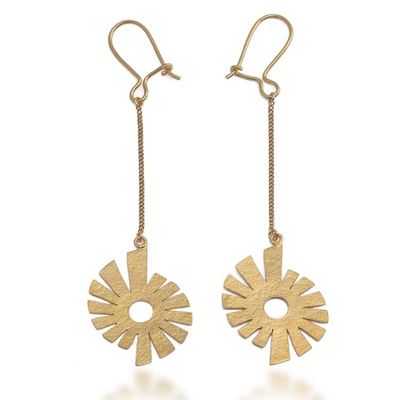 Alternate image for Whimsical 22k Gold-Plated Brass Windmill Dangle Earrings Grand Winds