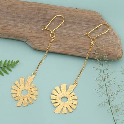 Alternate image for Whimsical 22k Gold-Plated Brass Windmill Dangle Earrings Grand Winds