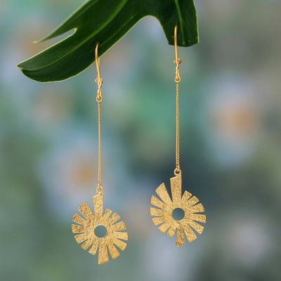 Alternate image for Whimsical 22k Gold-Plated Brass Windmill Dangle Earrings Grand Winds