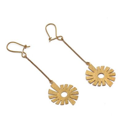 Alternate image for Whimsical 22k Gold-Plated Brass Windmill Dangle Earrings Grand Winds