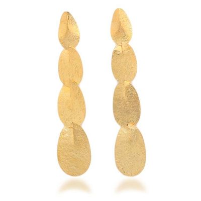 Alternate image for Textured Drop-Shaped 22k Gold-Plated Brass Dangle Earrings Victorious Shower