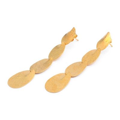 Alternate image for Textured Drop-Shaped 22k Gold-Plated Brass Dangle Earrings Victorious Shower