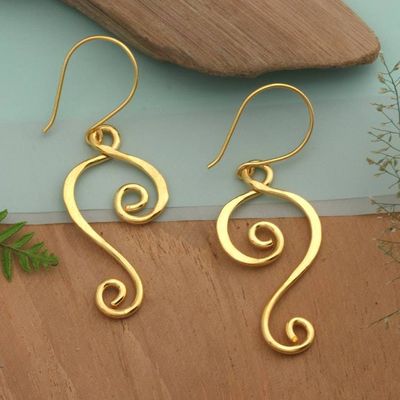 Alternate image for High-Polished 22k Gold-Plated Dangle Earrings Made in Bali Morning Tune