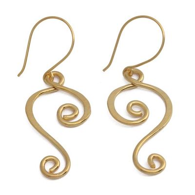 Alternate image for High-Polished 22k Gold-Plated Dangle Earrings Made in Bali Morning Tune