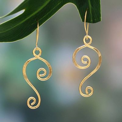 Alternate image for High-Polished 22k Gold-Plated Dangle Earrings Made in Bali Morning Tune