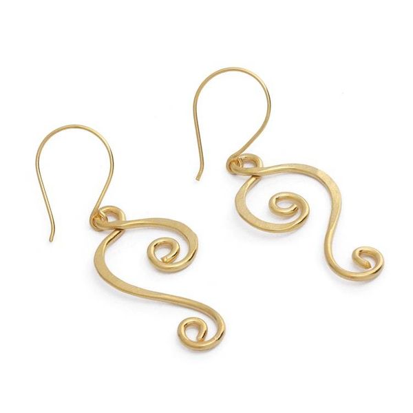 Alternate image for High-Polished 22k Gold-Plated Dangle Earrings Made in Bali Morning Tune
