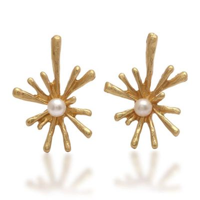 Alternate image for 18k Gold-Plated Drop-Themed Cultured Pearl Drop Earrings Pearly Splash