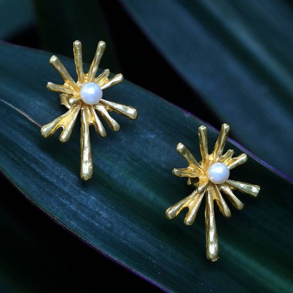 Alternate image for 18k Gold-Plated Drop-Themed Cultured Pearl Drop Earrings Pearly Splash