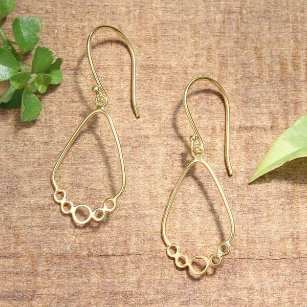 Alternate image for Circle-Themed Modern 18k Gold-Plated Brass Dangle Earrings Shiny Circles