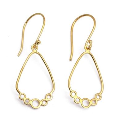 Alternate image for Circle-Themed Modern 18k Gold-Plated Brass Dangle Earrings Shiny Circles