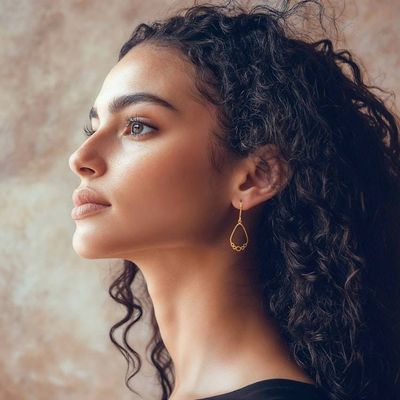 Alternate image for Circle-Themed Modern 18k Gold-Plated Brass Dangle Earrings Shiny Circles