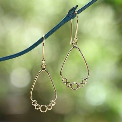 Alternate image for Circle-Themed Modern 18k Gold-Plated Brass Dangle Earrings Shiny Circles