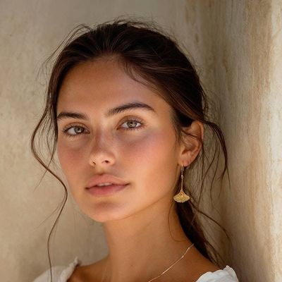 Alternate image for Ginkgo Leaf-Themed Textured 18k Gold-Plated Dangle Earrings Gorgeous Ginkgo