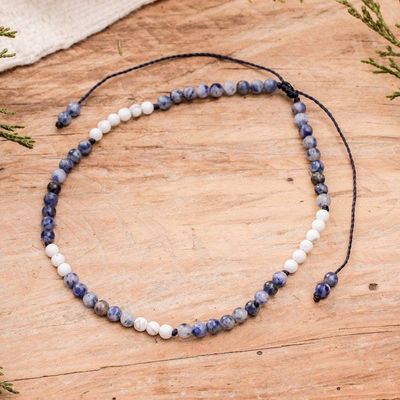 Alternate image for Mens Adjustable Natural Sodalite and Stone Beaded Anklet Blue Adventures