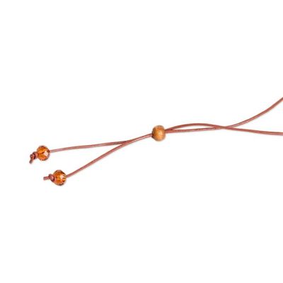 Alternate image for Adjustable Brown and Yellow Crystal Beaded Pendant Necklace Oneiric Brown