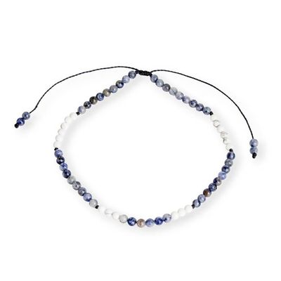 Alternate image for Mens Adjustable Natural Sodalite and Stone Beaded Anklet Blue Adventures