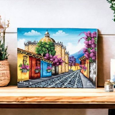 Primary image for Oil Painting of Traditional Street in Antigua Guatemala Streets of Antigua Guatemala