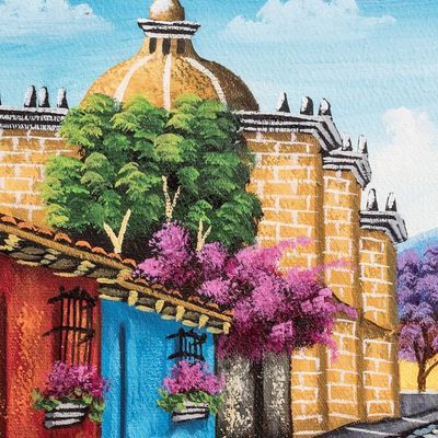 Alternate image for Oil Painting of Traditional Street in Antigua Guatemala Streets of Antigua Guatemala
