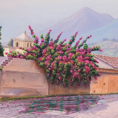 Alternate image for Oil Painting of Traditional Las Animas Street in Guatemala In Las Animas