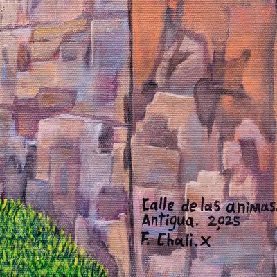 Alternate image for Oil Painting of Traditional Las Animas Street in Guatemala In Las Animas