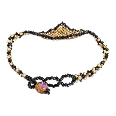 Alternate image for Golden-Hued Handcrafted Beaded Heart Pendant Bracelet Golden Love Inspiration