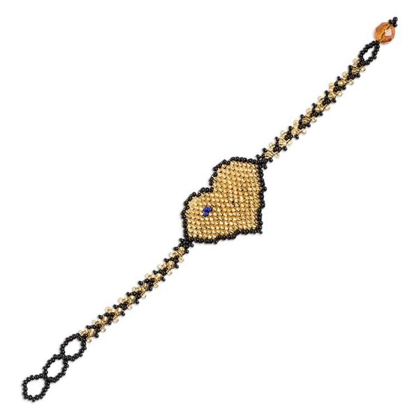 Alternate image for Golden-Hued Handcrafted Beaded Heart Pendant Bracelet Golden Love Inspiration