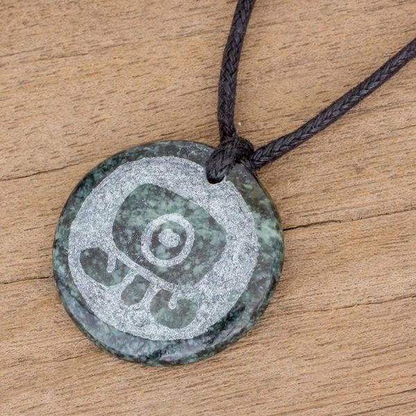 Alternate image for Jade Pendant Necklace of Mayan Figure Toj from Guatemala Toj Medallion