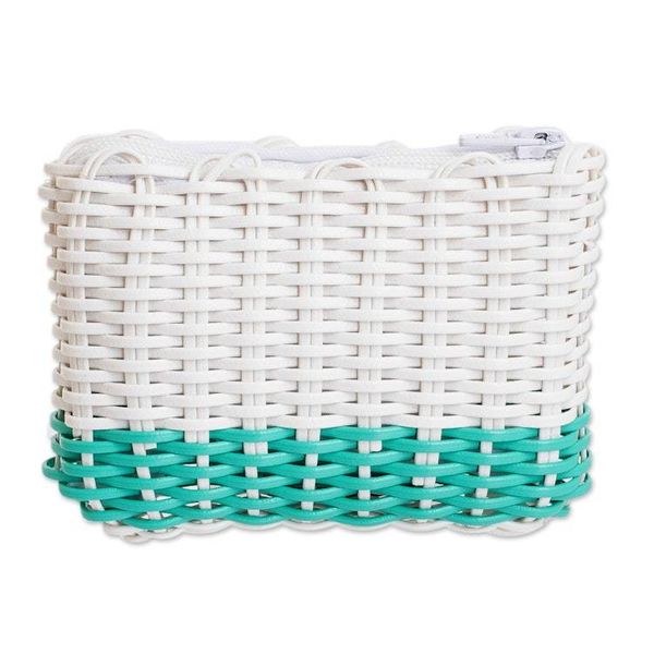 Alternate image for Recycled Vinyl Cord Coin Purse Handwoven in Guatemala Enchantment in White and Teal