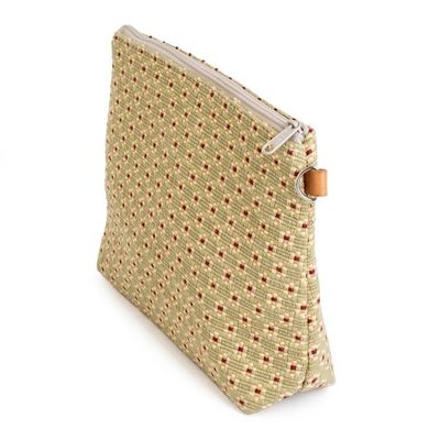 Alternate image for Spring-Themed Floral Cotton Cosmetic Bag with Leather Accent Spring Ditsy