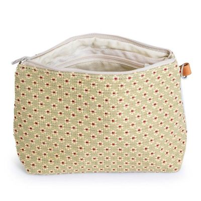 Alternate image for Spring-Themed Floral Cotton Cosmetic Bag with Leather Accent Spring Ditsy