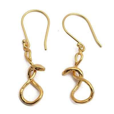 Alternate image for Snake Figure-Eight-Themed Gold-Plated Brass Dangle Earrings Figure-Eight Snake