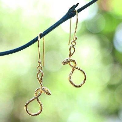 Alternate image for Snake Figure-Eight-Themed Gold-Plated Brass Dangle Earrings Figure-Eight Snake