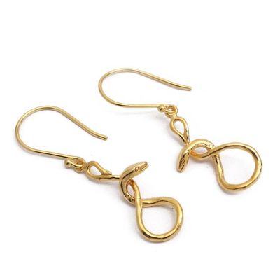 Alternate image for Snake Figure-Eight-Themed Gold-Plated Brass Dangle Earrings Figure-Eight Snake