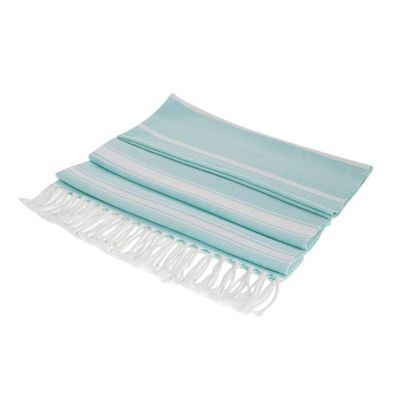 Alternate image for Striped Cotton Beach Towel in Mint from Guatemala Sweet Relaxation in Mint