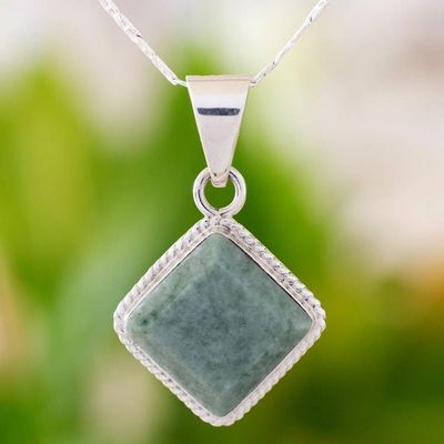 Alternate image for Artisan Crafted Jade and Sterling Silver Necklace Maya Wisdom