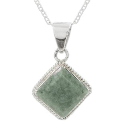 Alternate image for Artisan Crafted Jade and Sterling Silver Necklace Maya Wisdom