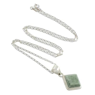 Alternate image for Artisan Crafted Jade and Sterling Silver Necklace Maya Wisdom